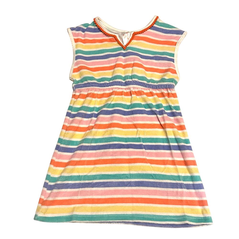 Cat & Jack Rainbow Stripe Terrycloth Swim Cover-Up Girls M 7/8